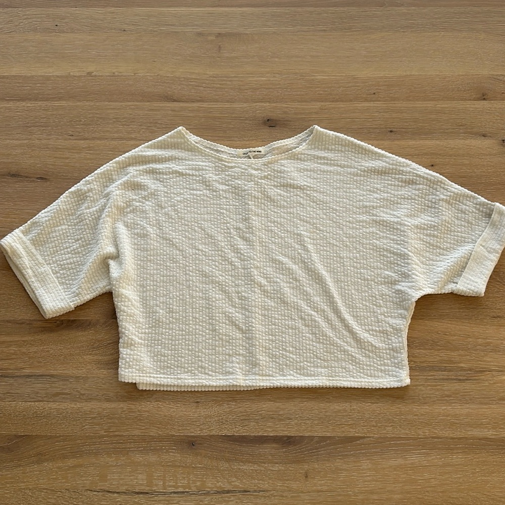 Caution to the Wind Cropped Textured Shirt